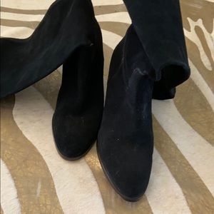 Knee high black suede boot